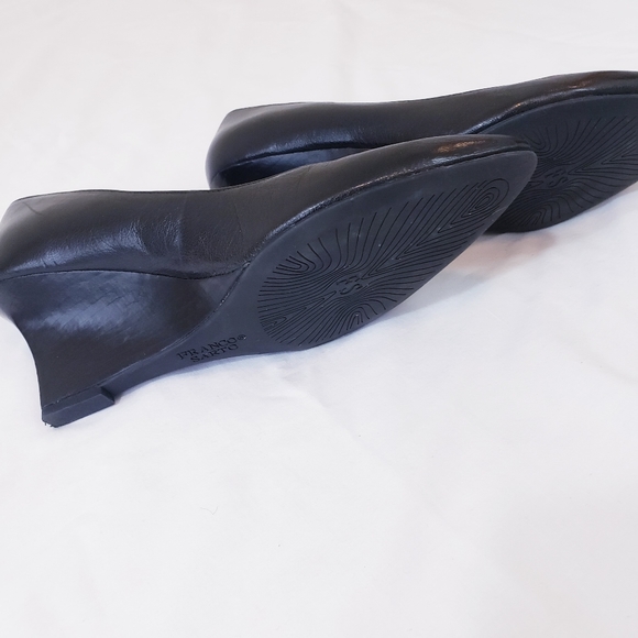 Franco Sarto Frankie Black Wedge Pump Size 7 Leather Wedged Heel Pointed Toe - Picture 6 of 14